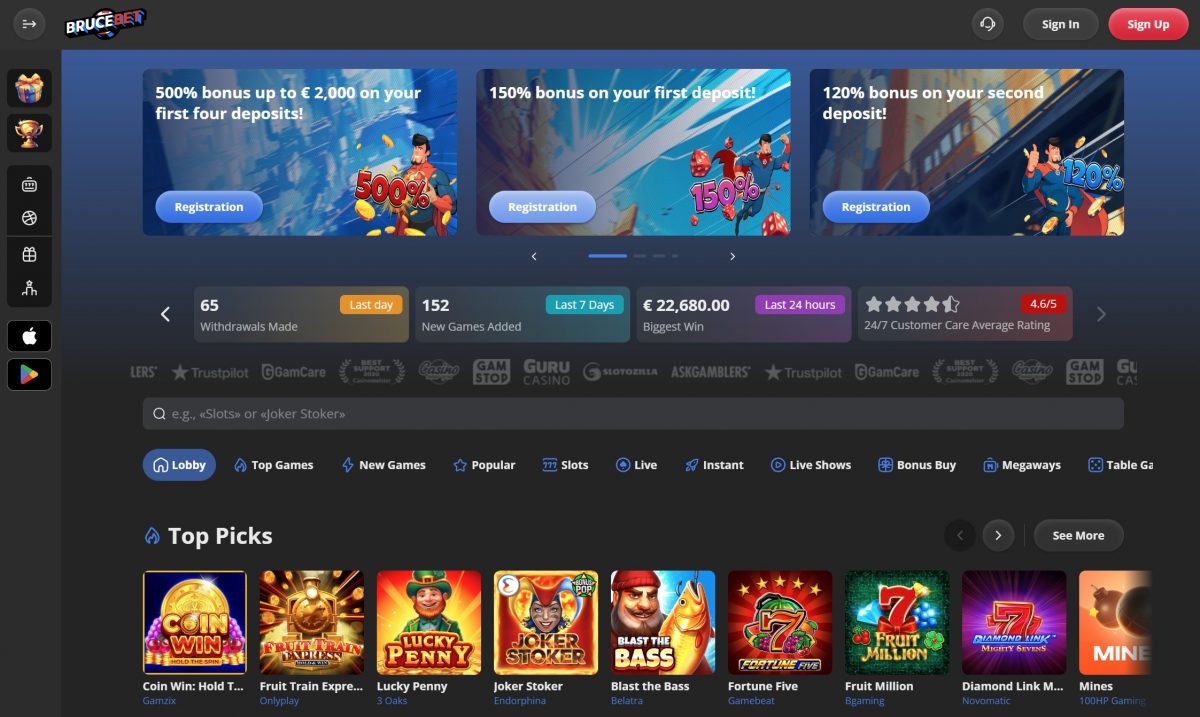 BruceBet – Klassisches Casino mit stabiler Performance